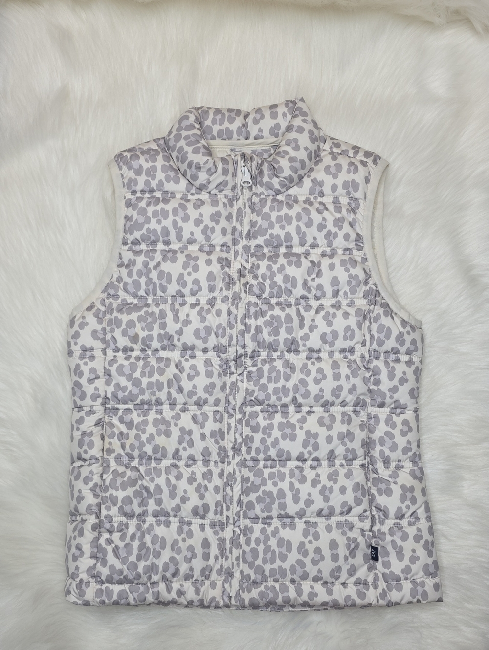 Girls Gap Cheetah Puffer Vest, Large